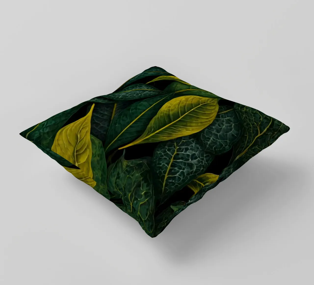 Sfondo di foglie verdi e gialle cuscino da DesignDoodle