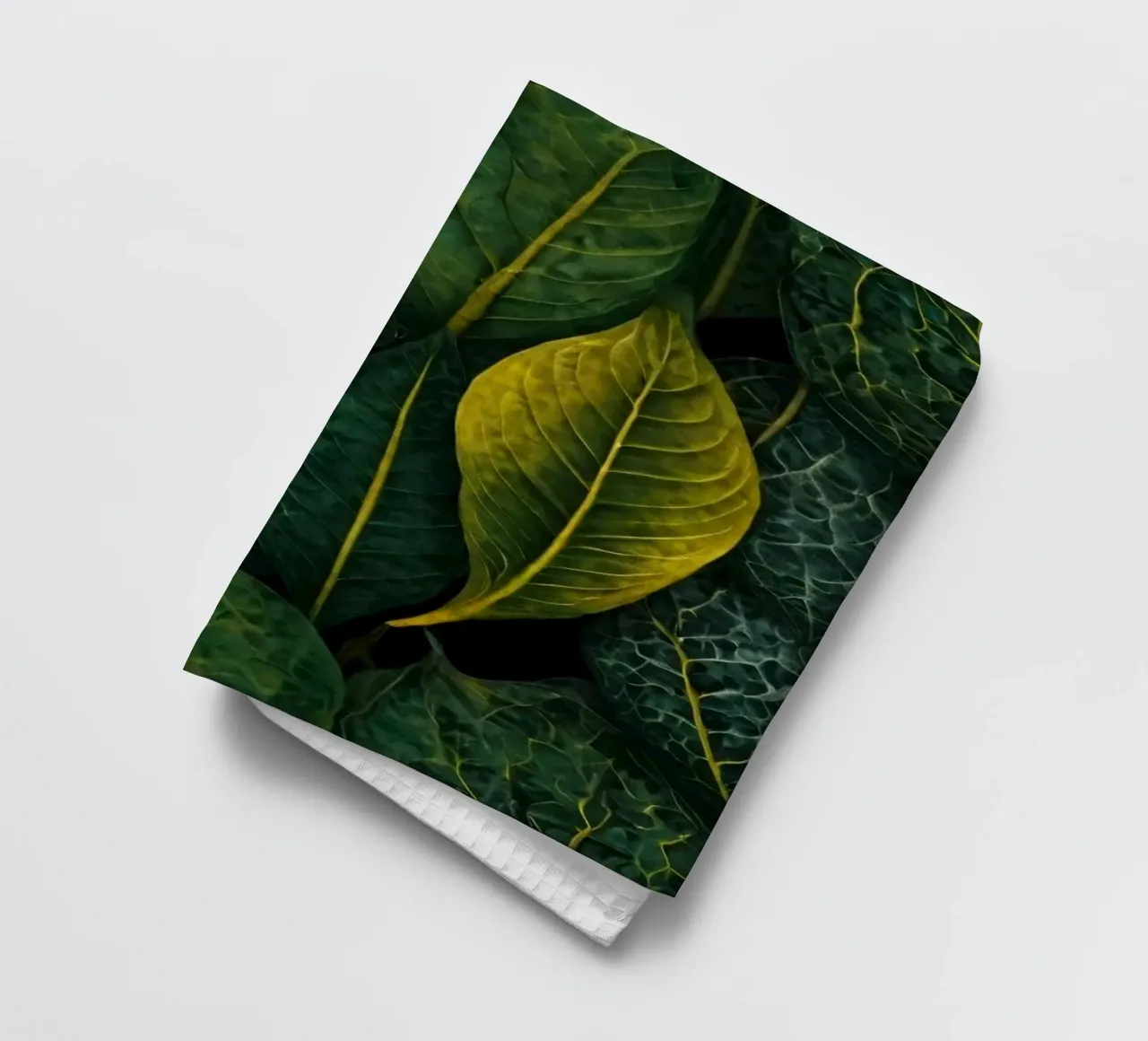Sfondo di foglie verdi e gialle canovaccio da cucina da DesignDoodle