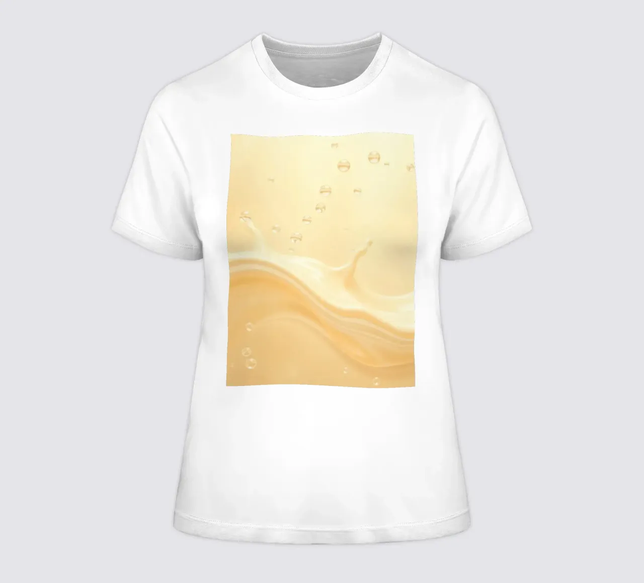 Creamy fluid splash creates dynamic abstract patterns women's fitted t-shirt by DesignDoodle