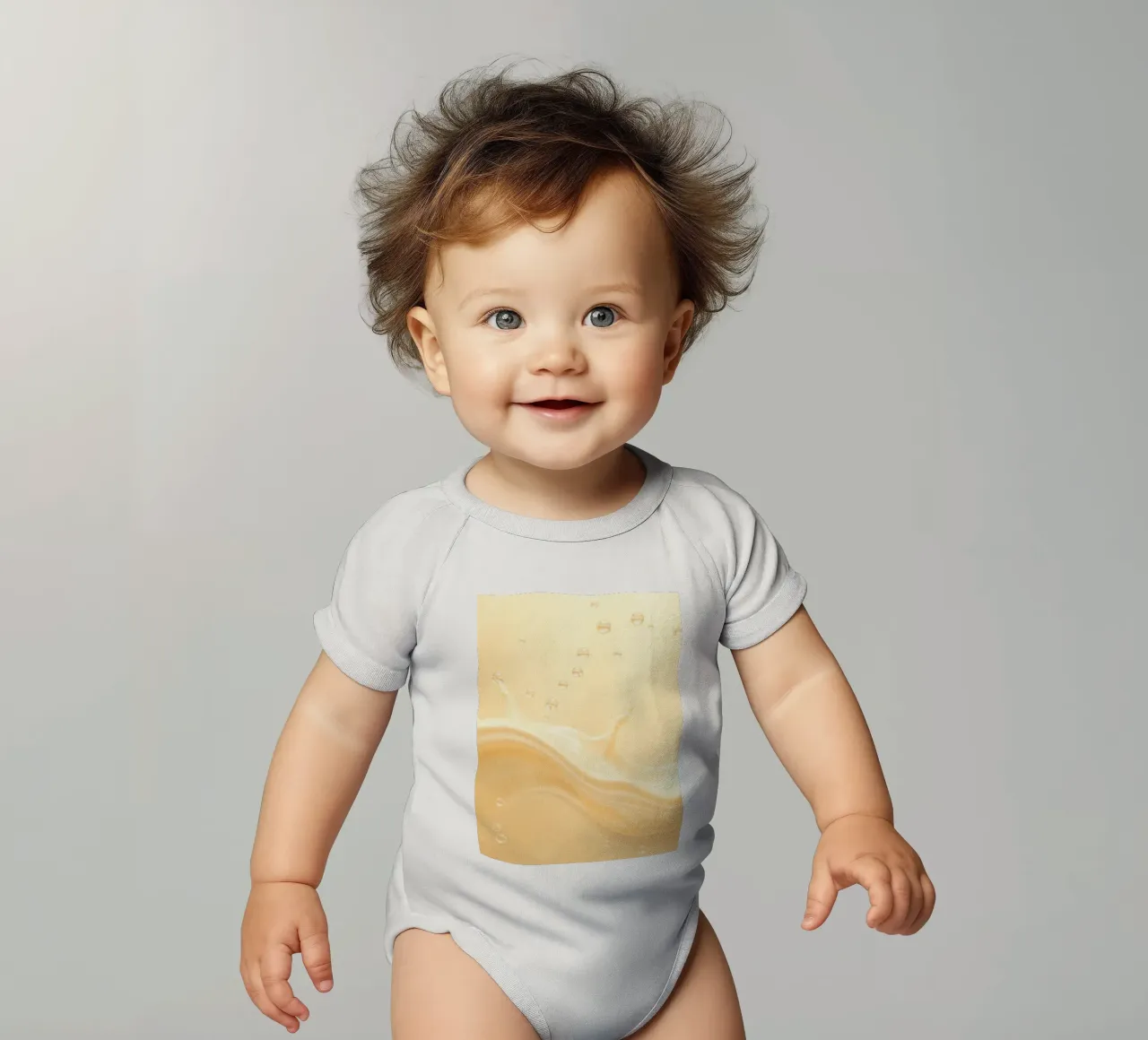 Creamy fluid splash creates dynamic abstract patterns short-sleeve baby romper by DesignDoodle