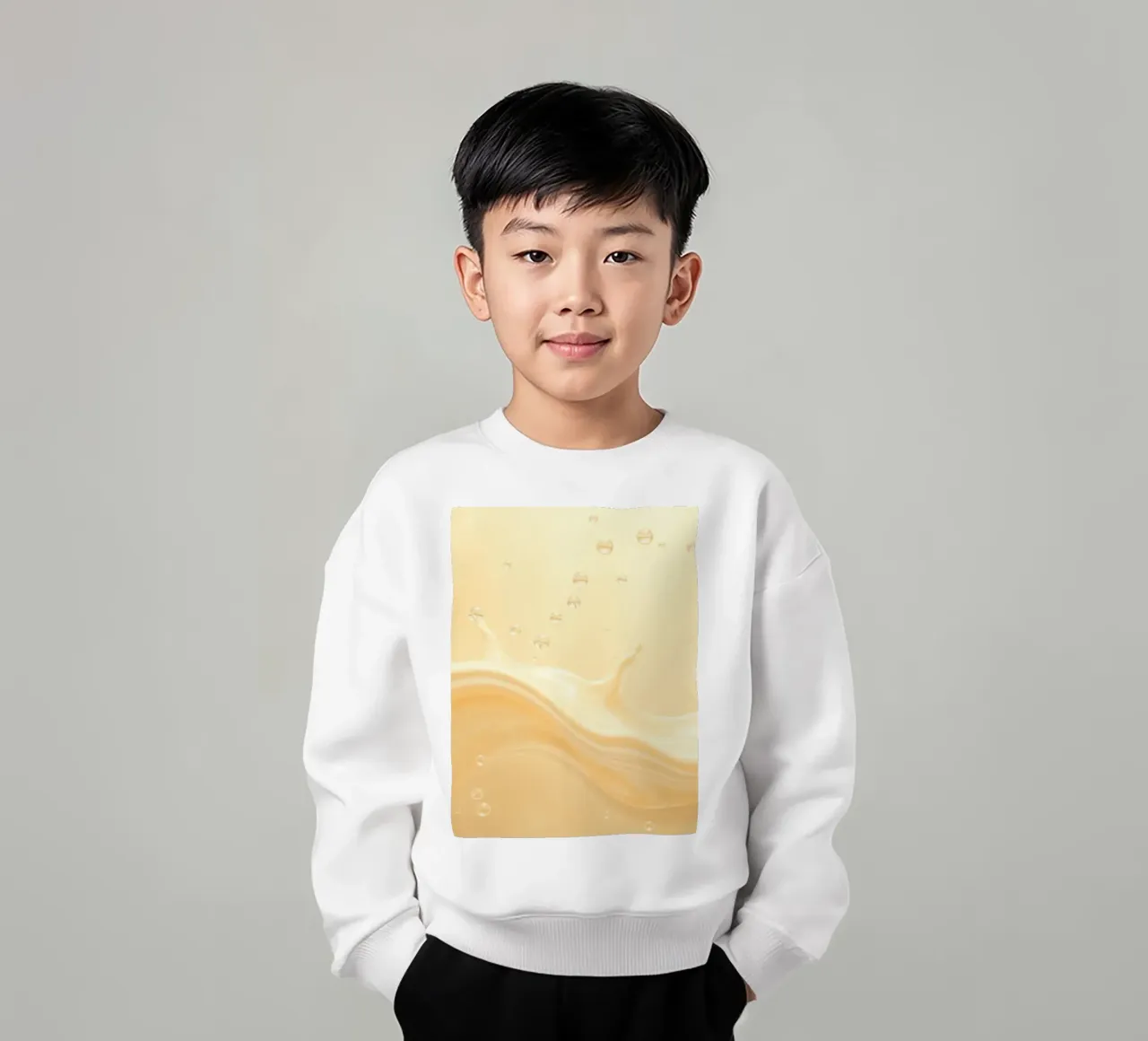 Creamy fluid splash creates dynamic abstract patterns kids sweatshirt by DesignDoodle