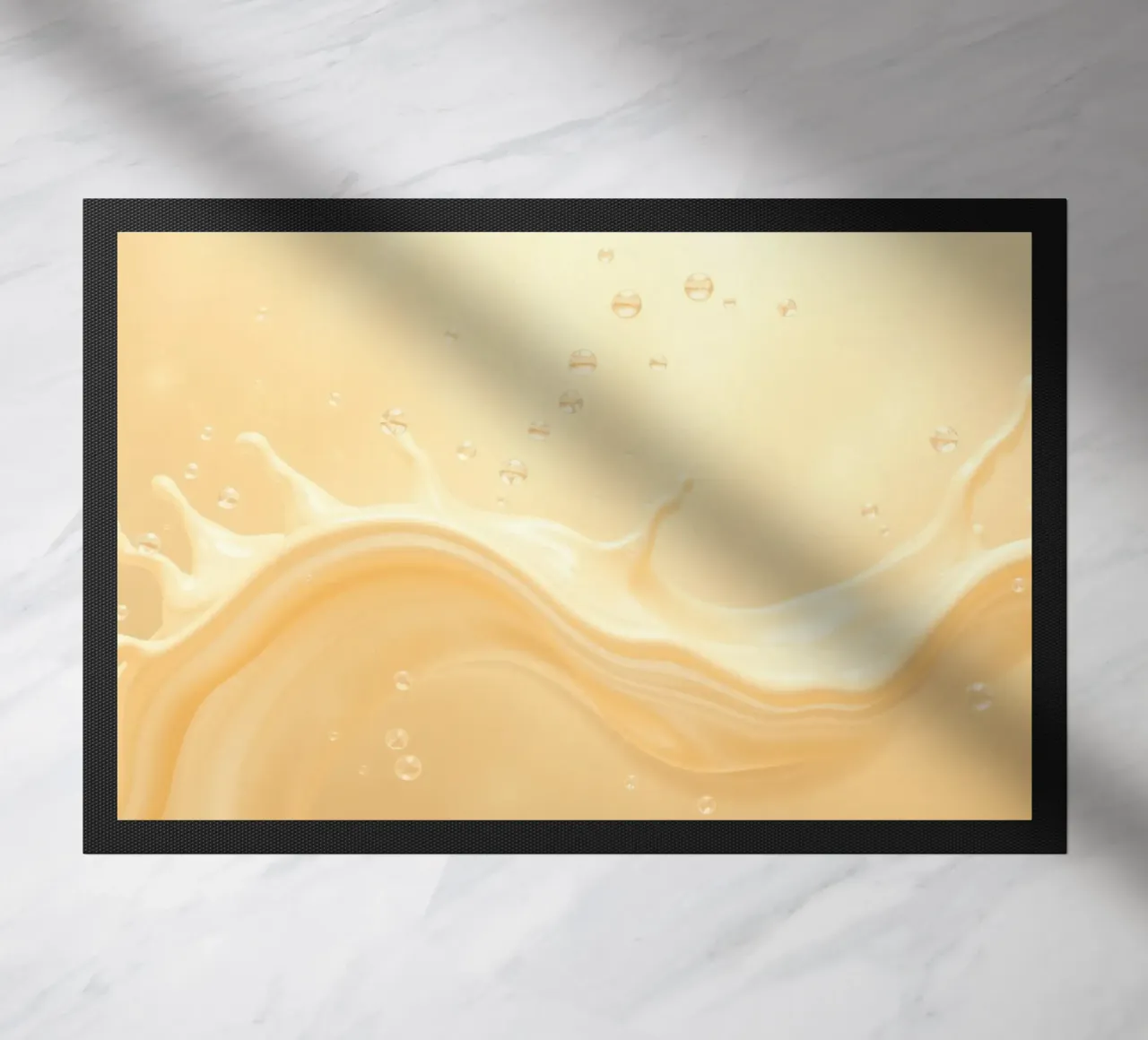 Creamy fluid splash creates dynamic abstract patterns doormat by DesignDoodle