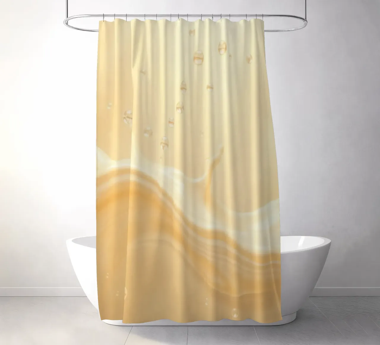 Creamy fluid splash creates dynamic abstract patterns shower curtain by DesignDoodle