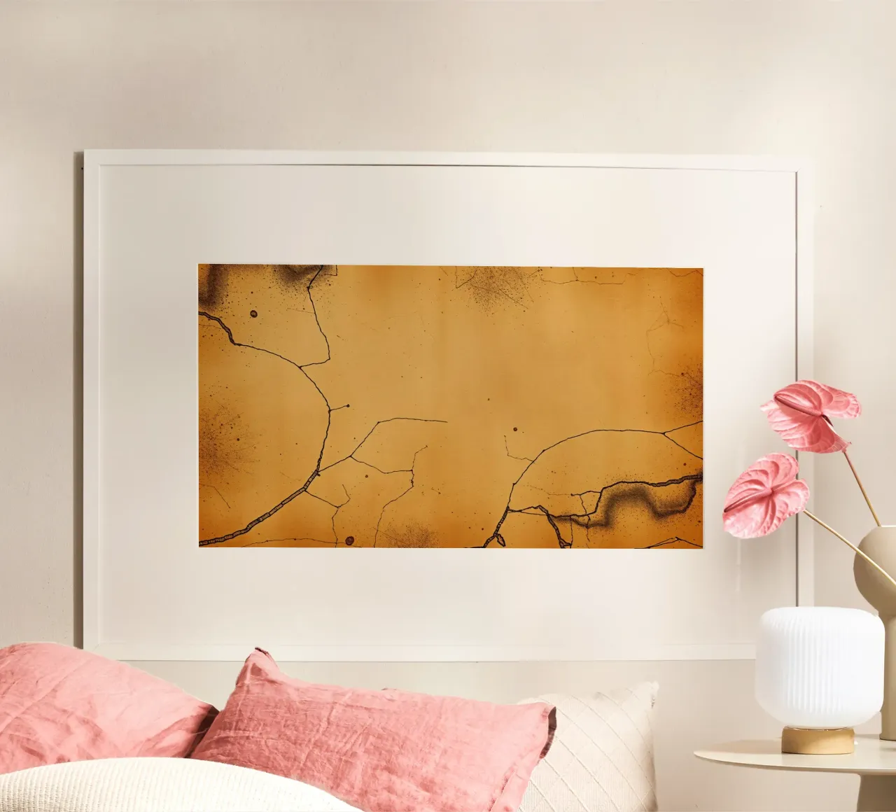 Motif abstrait exquis présentant une texture craquelée unique poster avec cadre en plastique de DesignDoodle