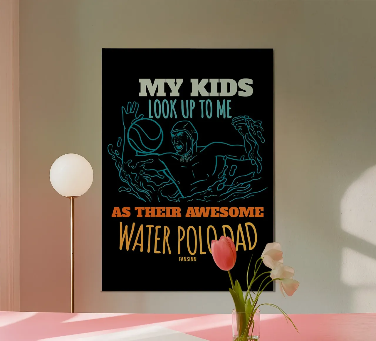 Cool Papa gioca a pallanuoto poster con telaio in alluminio da Stylianos