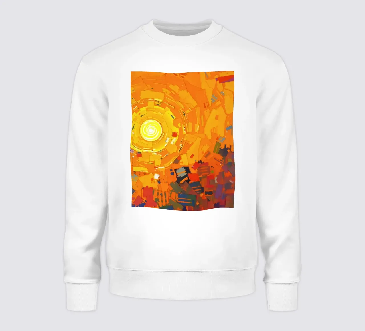 Heldere zon straalt over levendig abstract landschap sweatshirt van DesignDoodle