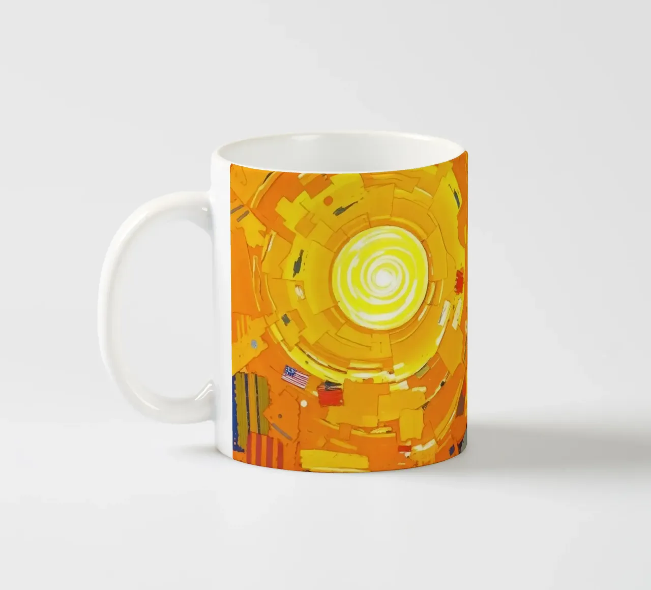 Heldere zon straalt over levendig abstract landschap keramische mok van DesignDoodle