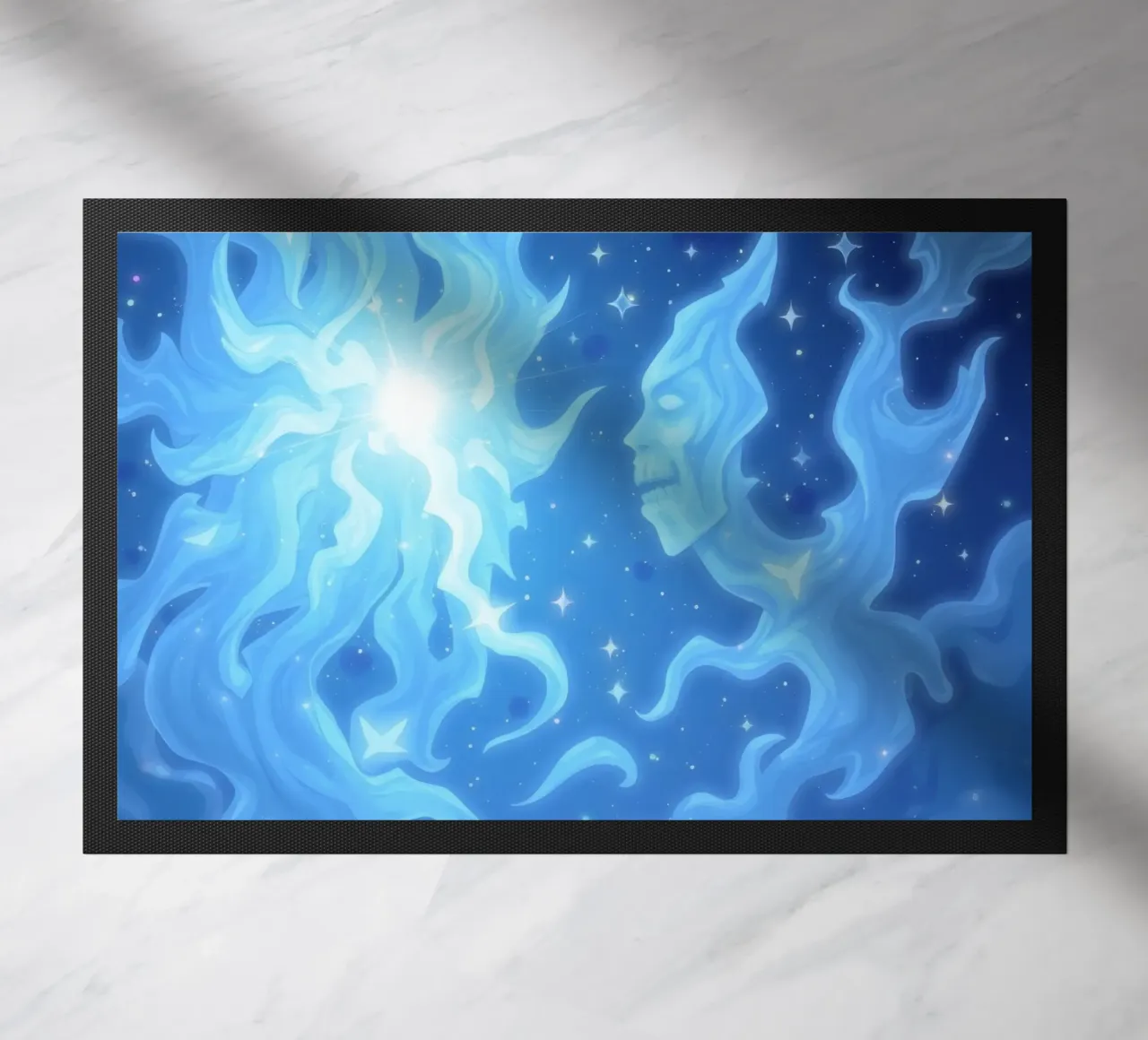 Cielo notturno mistico con figure eteree e stelle luminose zerbino da DesignDoodle