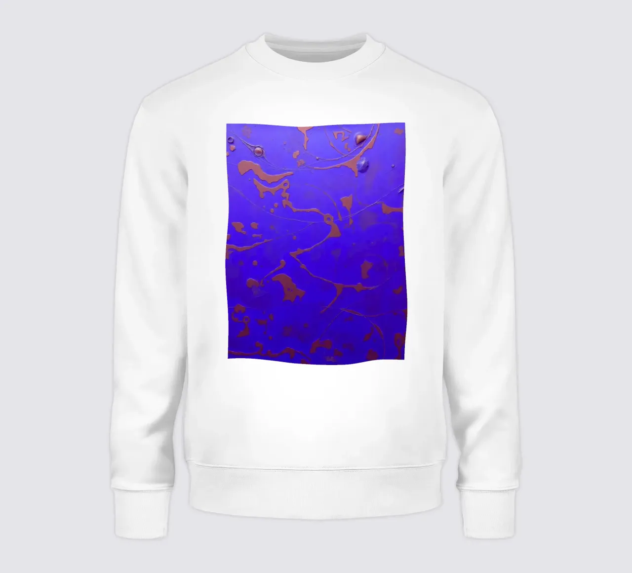 Abstract artwork on a vibrant blue background sweatshirt by DesignDoodle