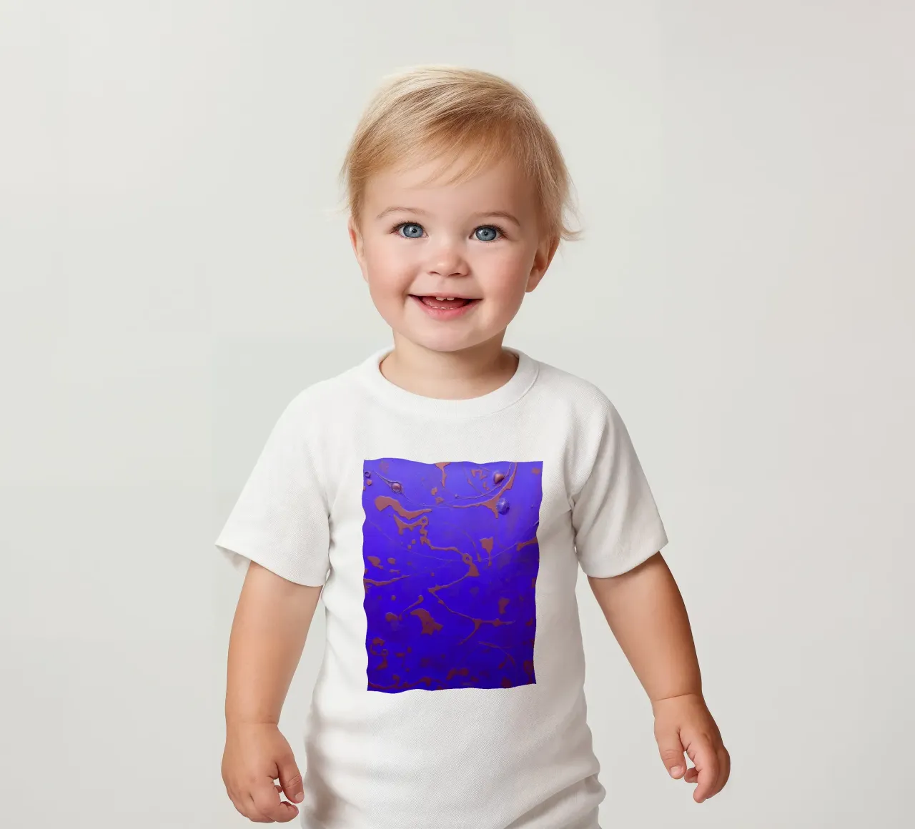 Abstract artwork on a vibrant blue background baby t-shirt by DesignDoodle