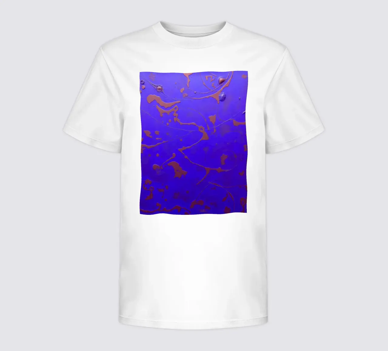 Abstract artwork on a vibrant blue background kids t-shirt by DesignDoodle