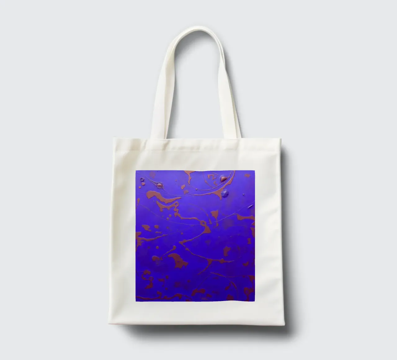 Abstract artwork on a vibrant blue background tote bag by DesignDoodle