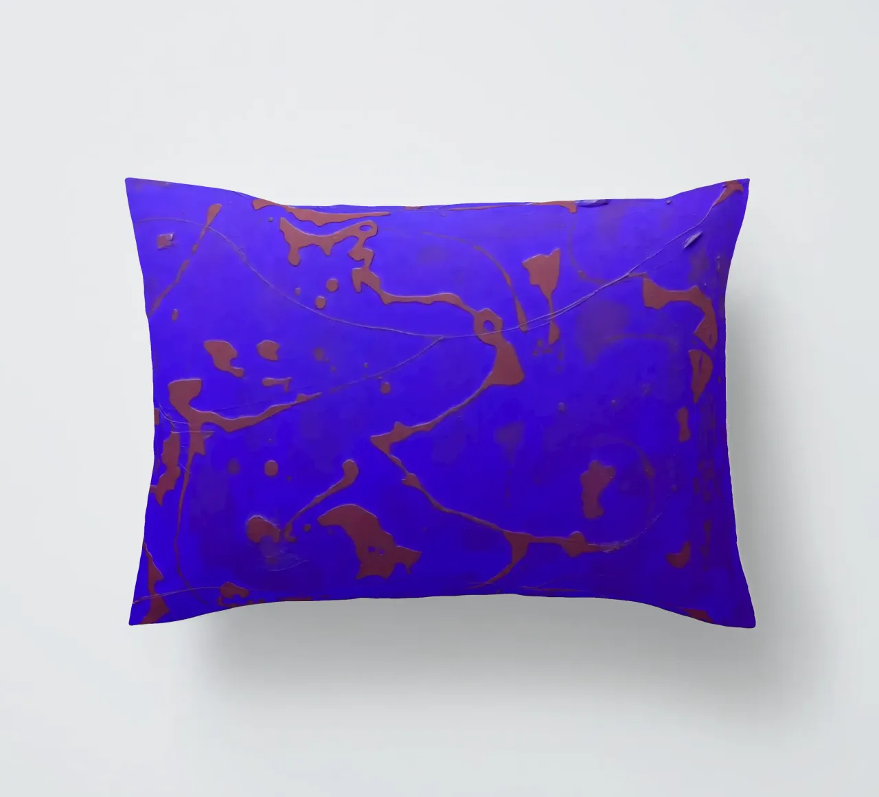 Abstract artwork on a vibrant blue background decorative cushion by DesignDoodle