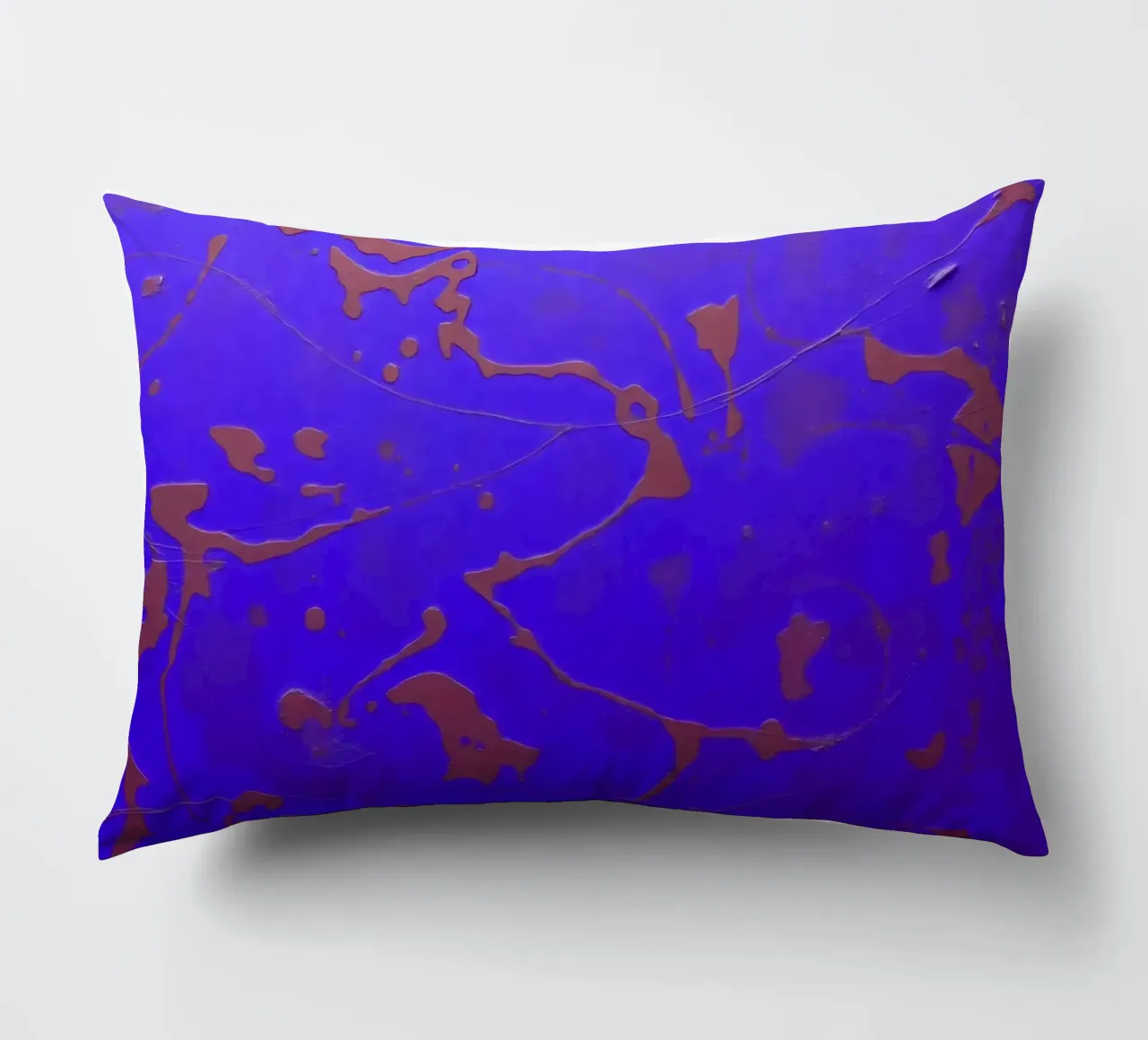 Abstract artwork on a vibrant blue background decorative cushion by DesignDoodle