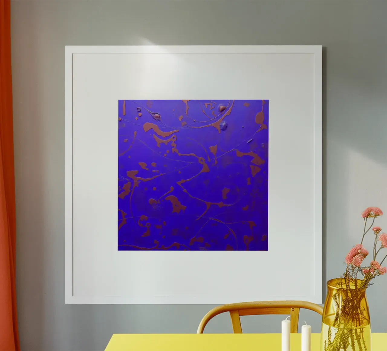 Abstract artwork on a vibrant blue background hahnemühle by DesignDoodle