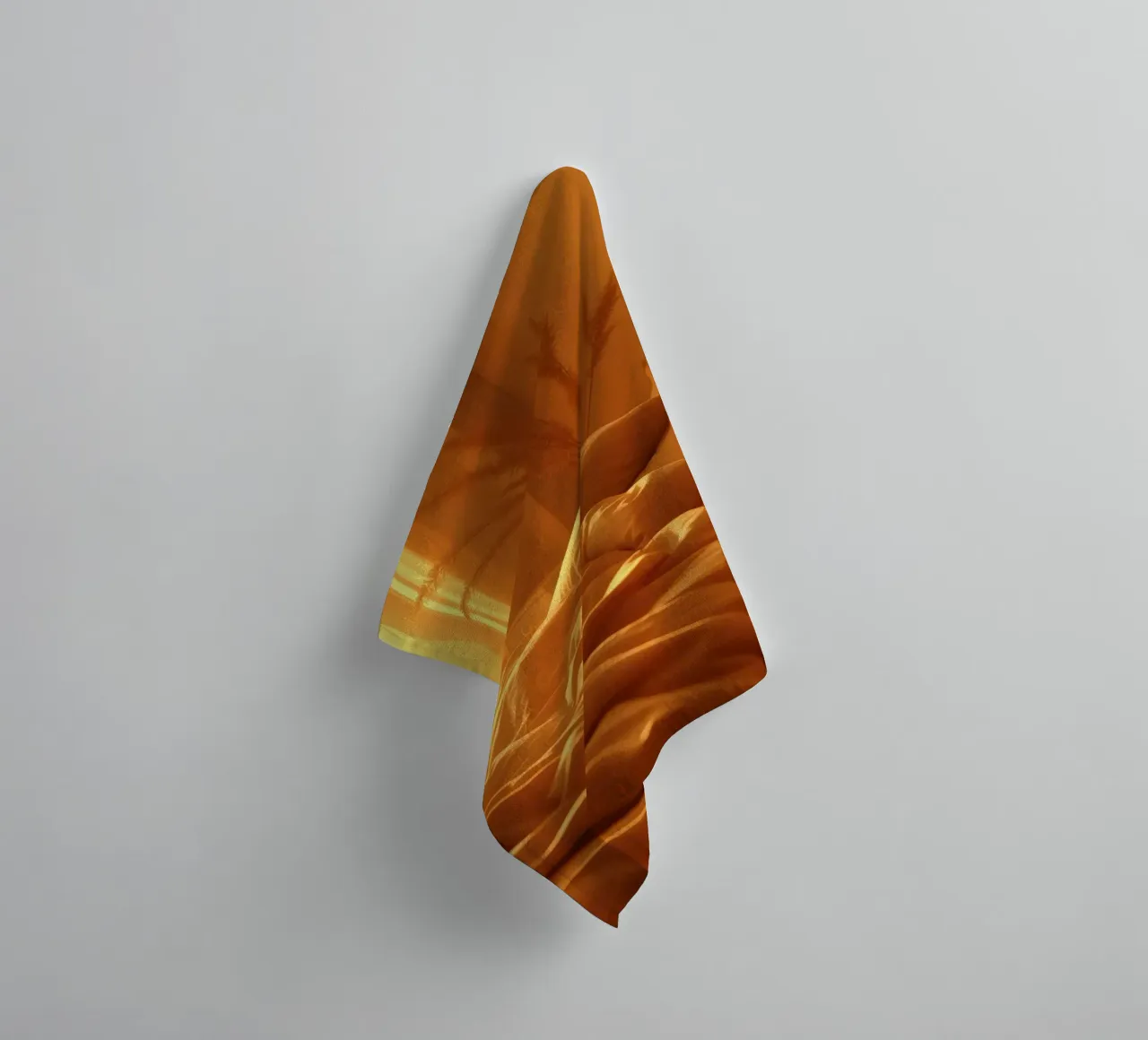 Warm sunlight filters through curtains in a cozy bedroom towel by DesignDoodle