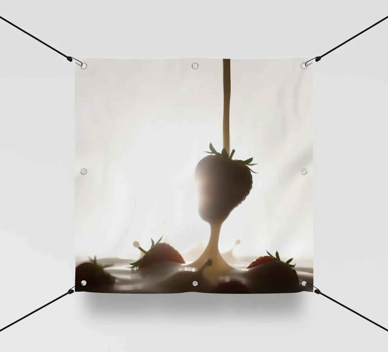 Fragole fresche immerse in una salsa cremosa telo in pvc da DesignDoodle