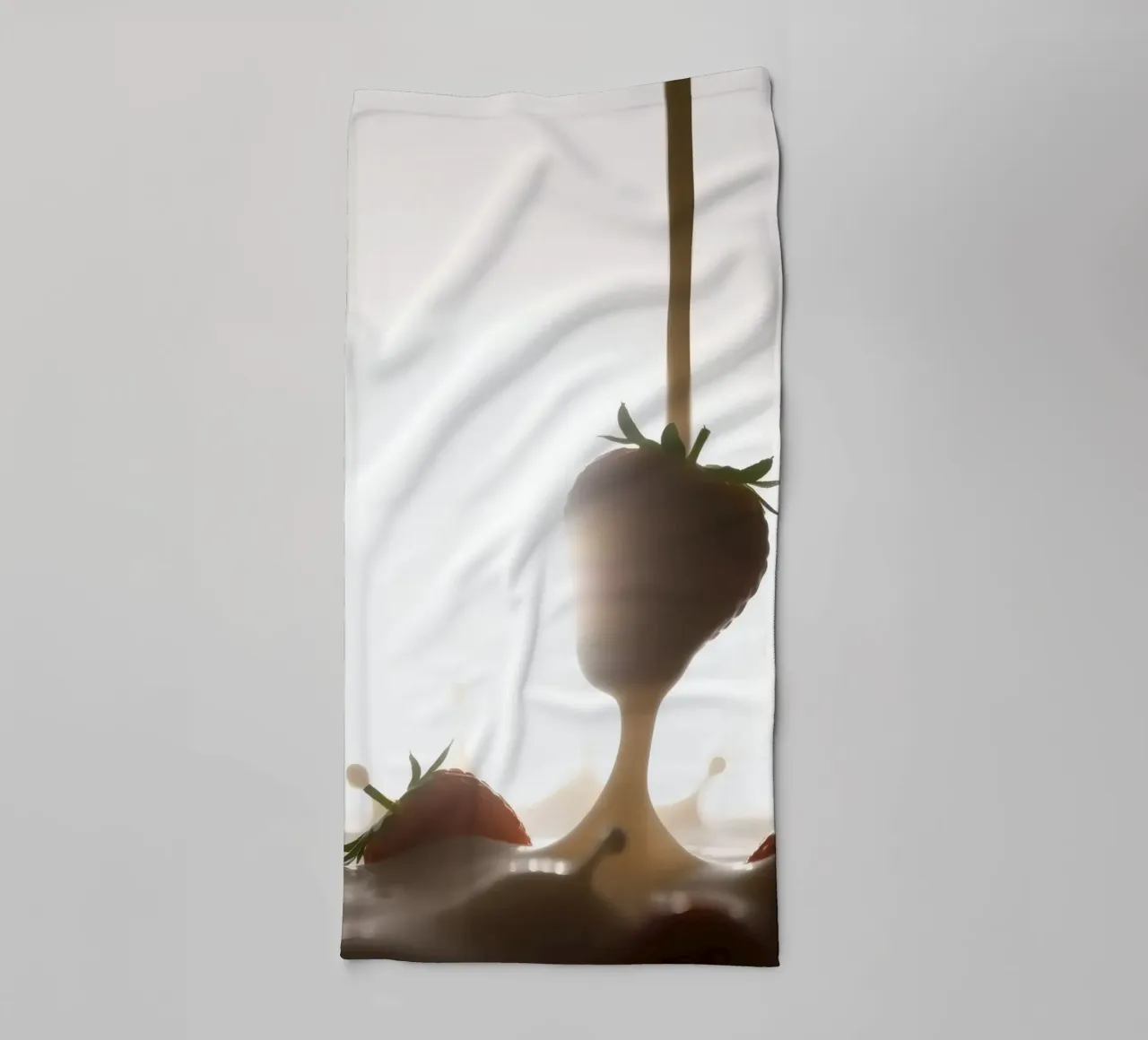 Fragole fresche immerse in una salsa cremosa asciugamano da bagno da DesignDoodle