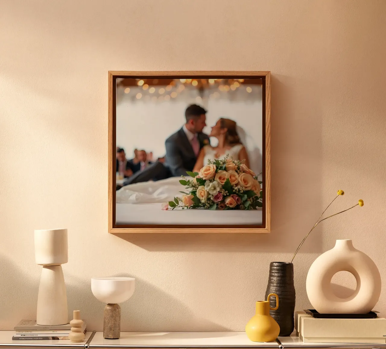 Una pareja comparte un momento íntimo en la recepción de una boda lienzo de DesignDoodle