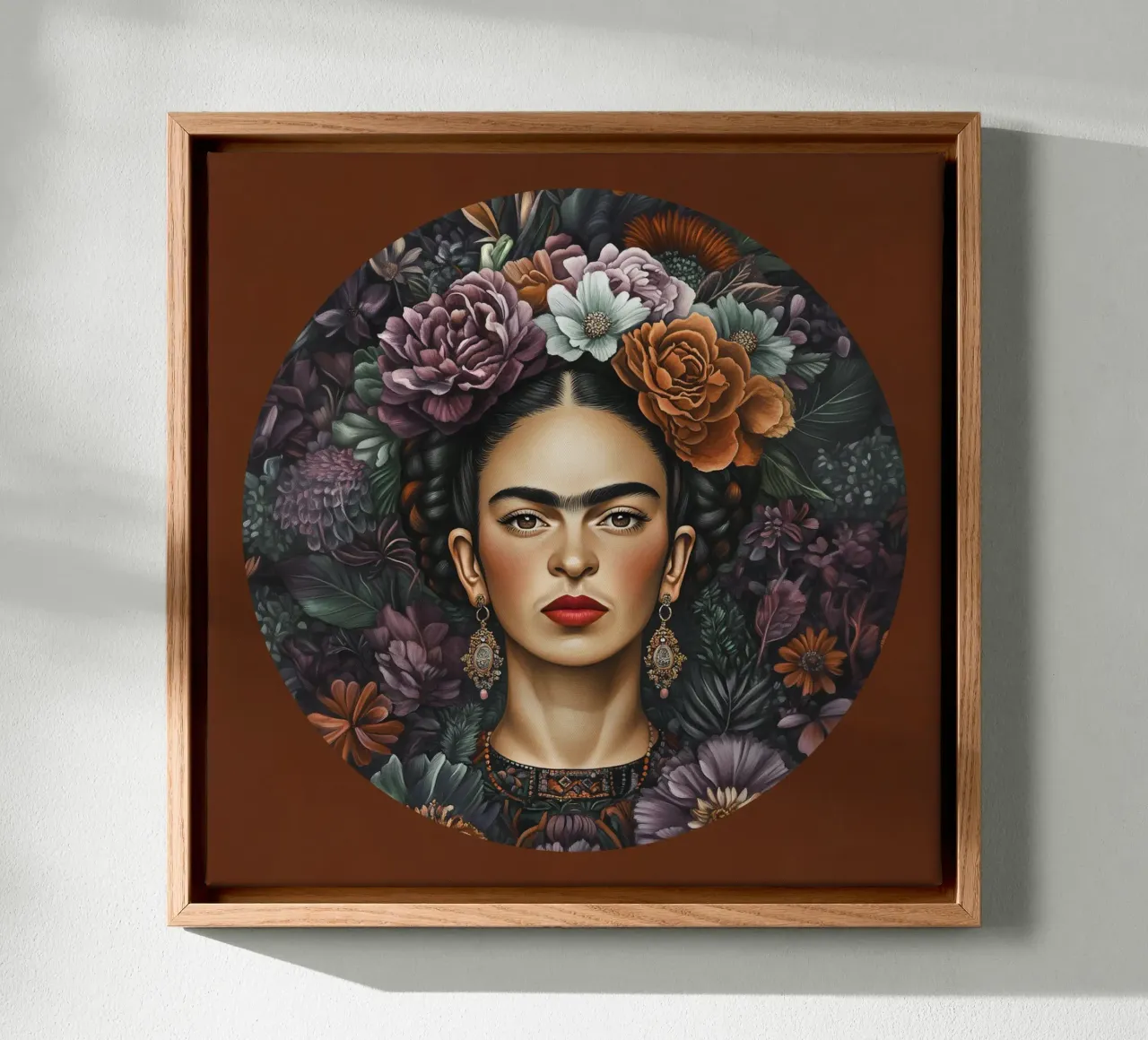 Frida Kahlo - floral pattern canvas with Floater frame by Carinaprint