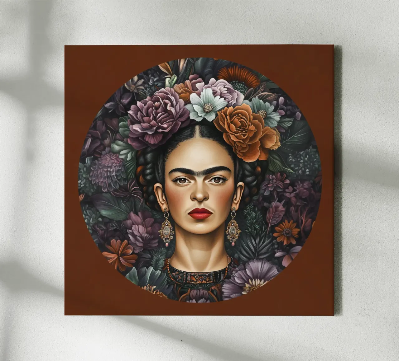 Frida Kahlo - floral pattern canvas with Floater frame by Carinaprint