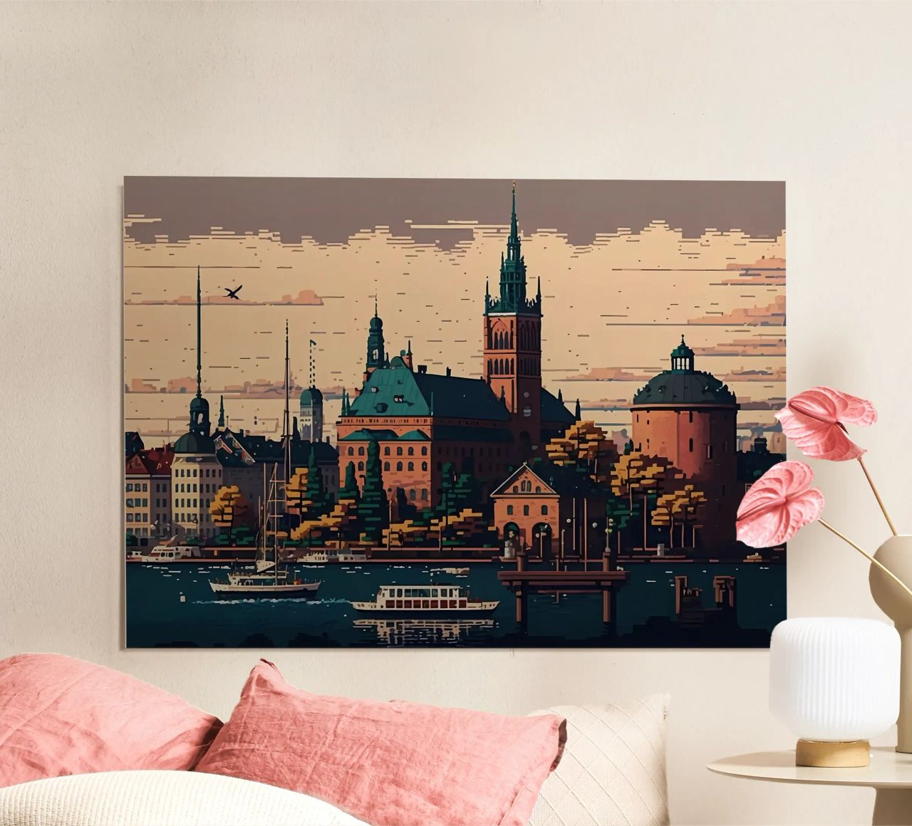 Stockholm Stadt Pixel Kunst Poster von Bernotas