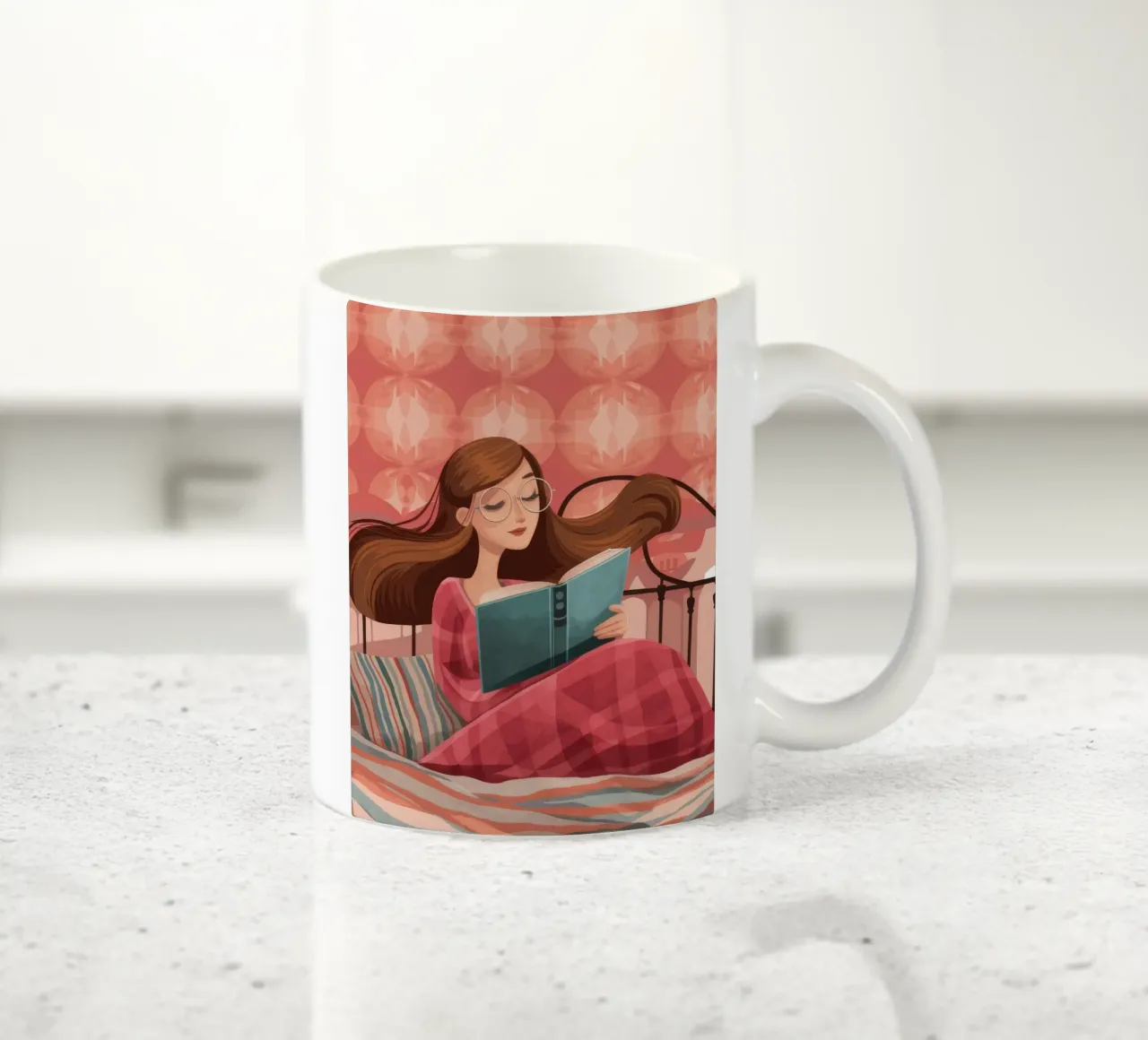 Serene Reading Moment ceramic mug by Atelier Tiga
