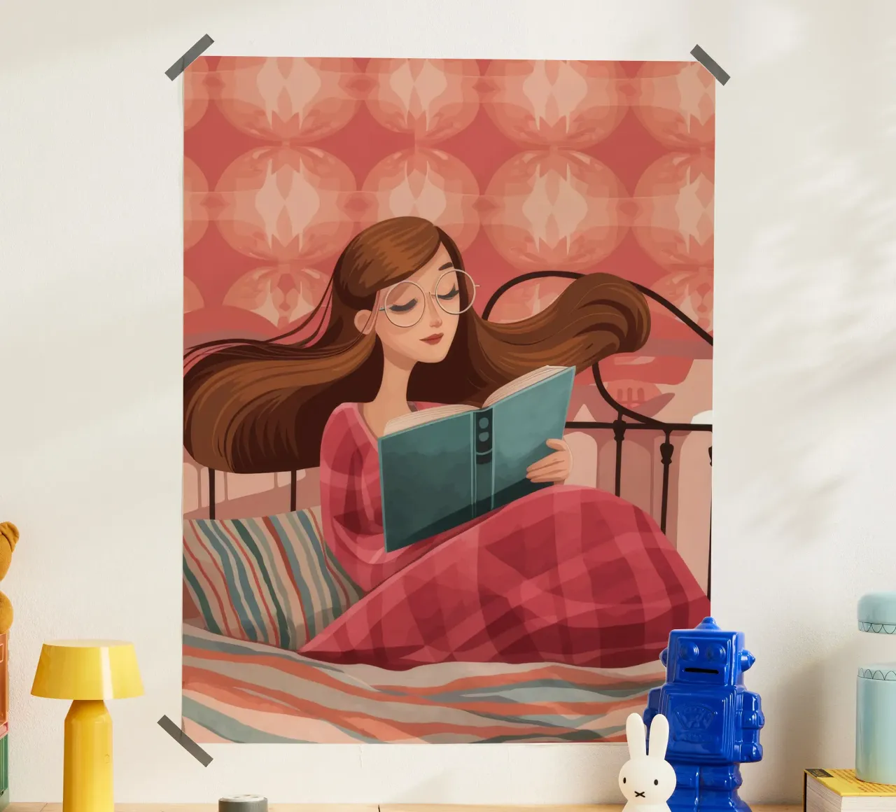 Momento di lettura serena poster con telaio in alluminio da Atelier Tiga