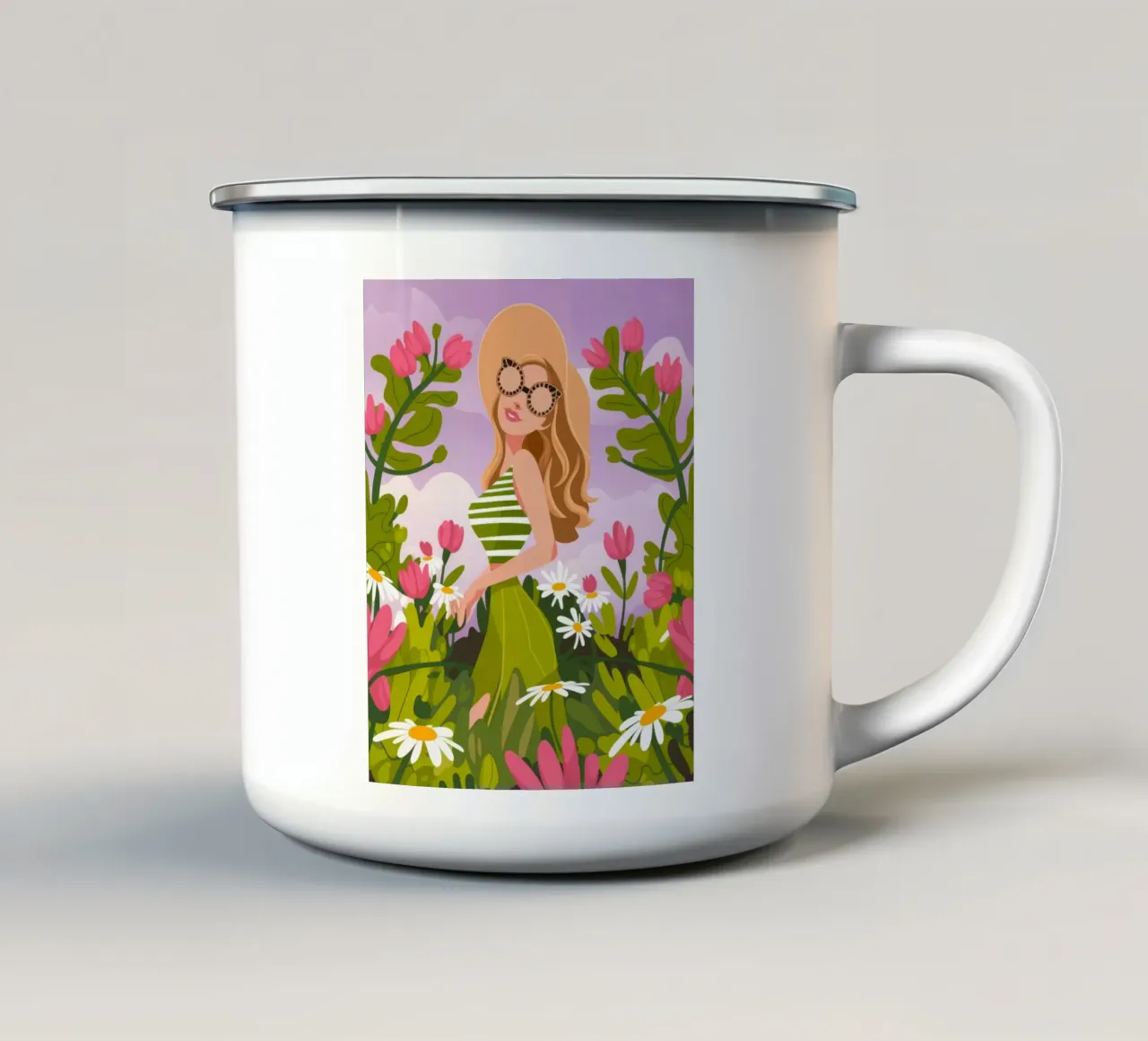Passeggiata nella natura in fiore tazza in smalto da Atelier Tiga