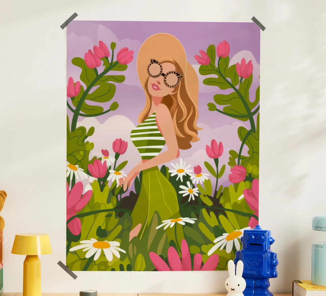 Passeggiata nella natura in fiore poster con telaio in alluminio da Atelier Tiga