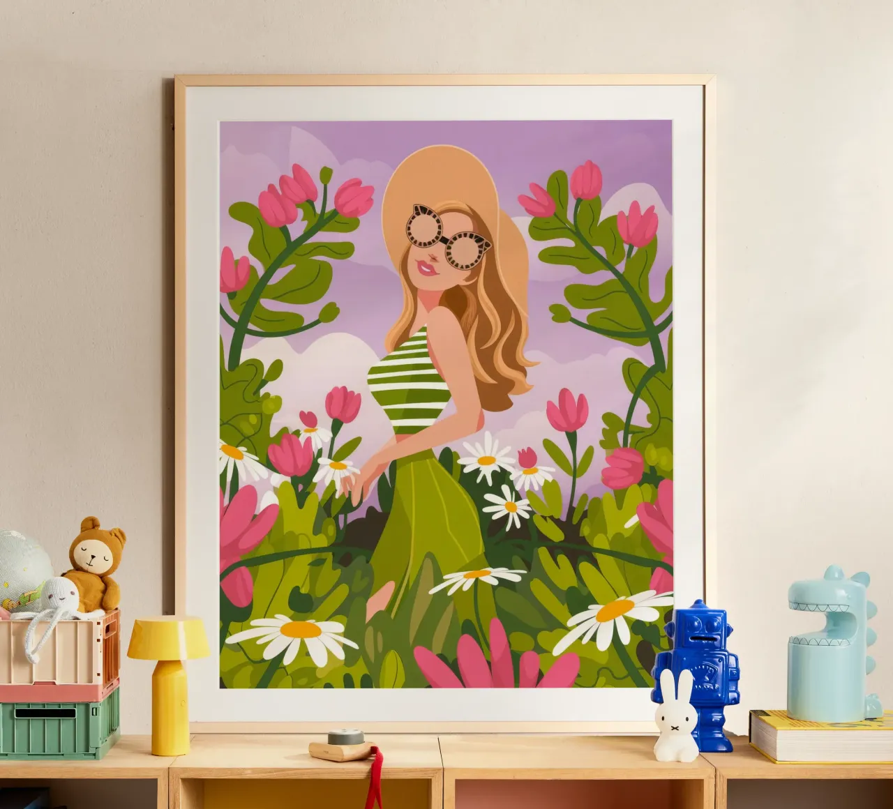 Passeggiata nella natura in fiore poster con telaio in alluminio da Atelier Tiga