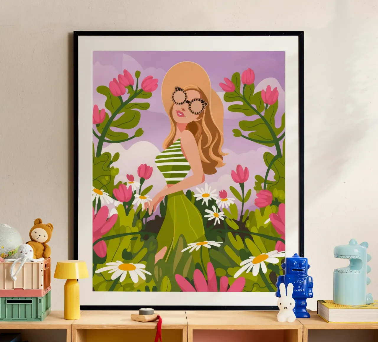 Passeggiata nella natura in fiore poster con telaio in alluminio da Atelier Tiga