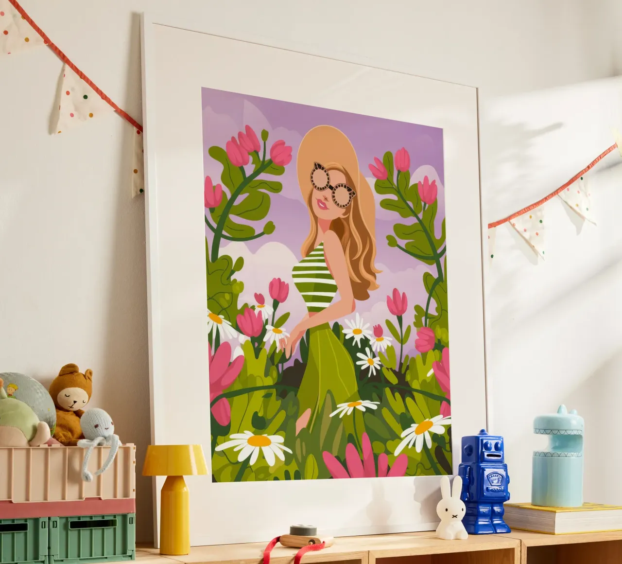 Passeggiata nella natura in fiore poster con telaio in alluminio da Atelier Tiga
