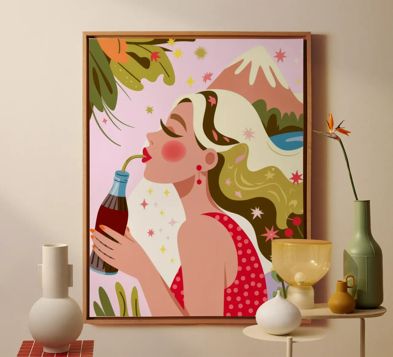 Refreshing Summer Drink canvas with Floater frame by Atelier Tiga