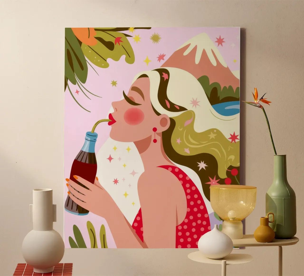 Refreshing Summer Drink canvas with Floater frame by Atelier Tiga