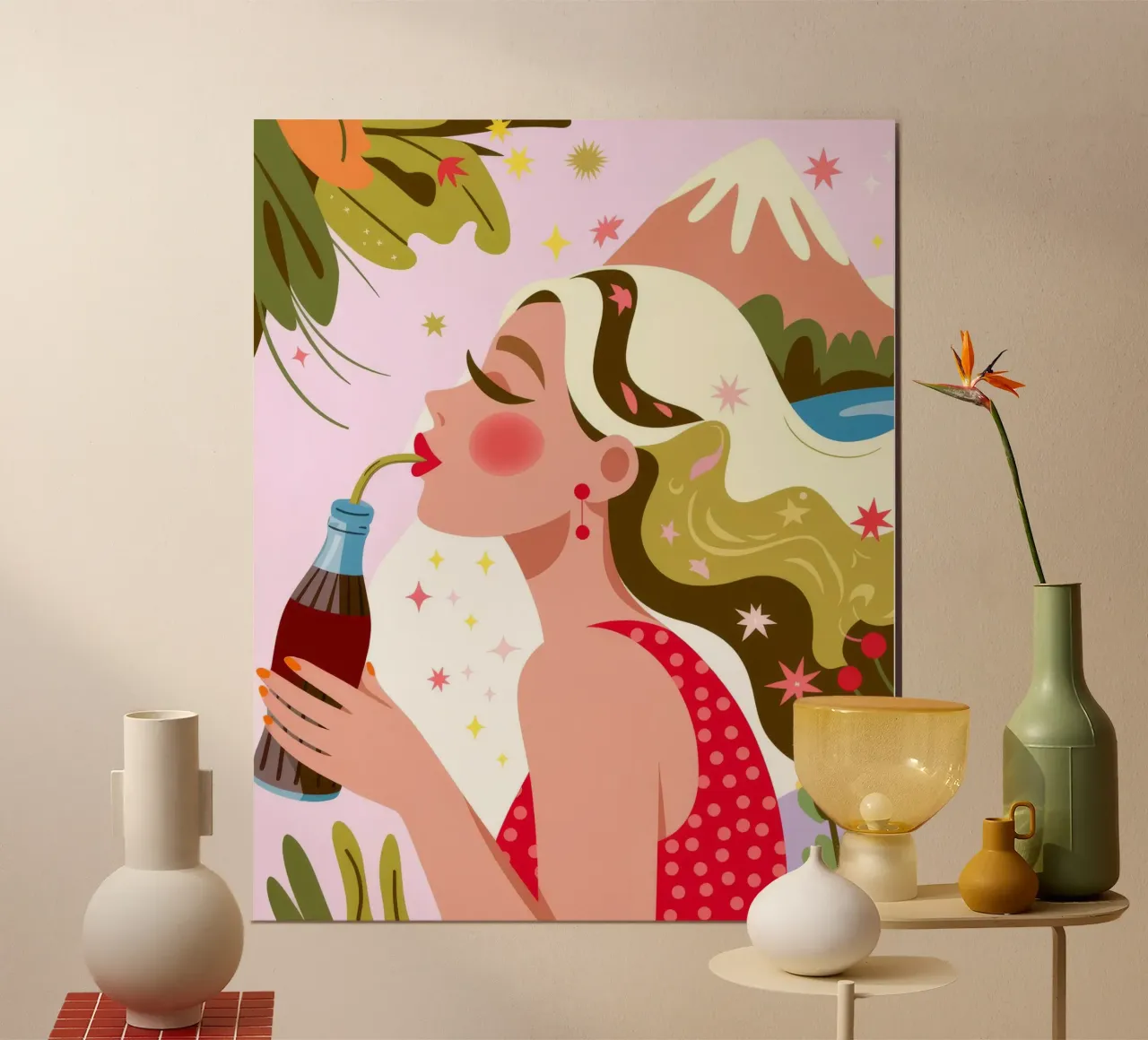 Bevanda estiva rinfrescante poster con telaio in legno da Atelier Tiga