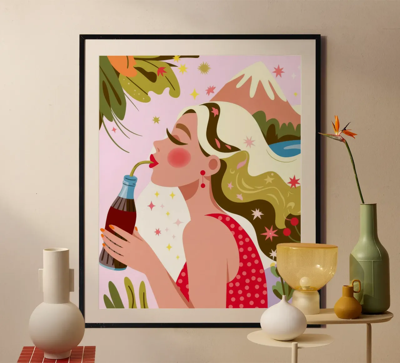 Bevanda estiva rinfrescante poster con telaio in legno da Atelier Tiga