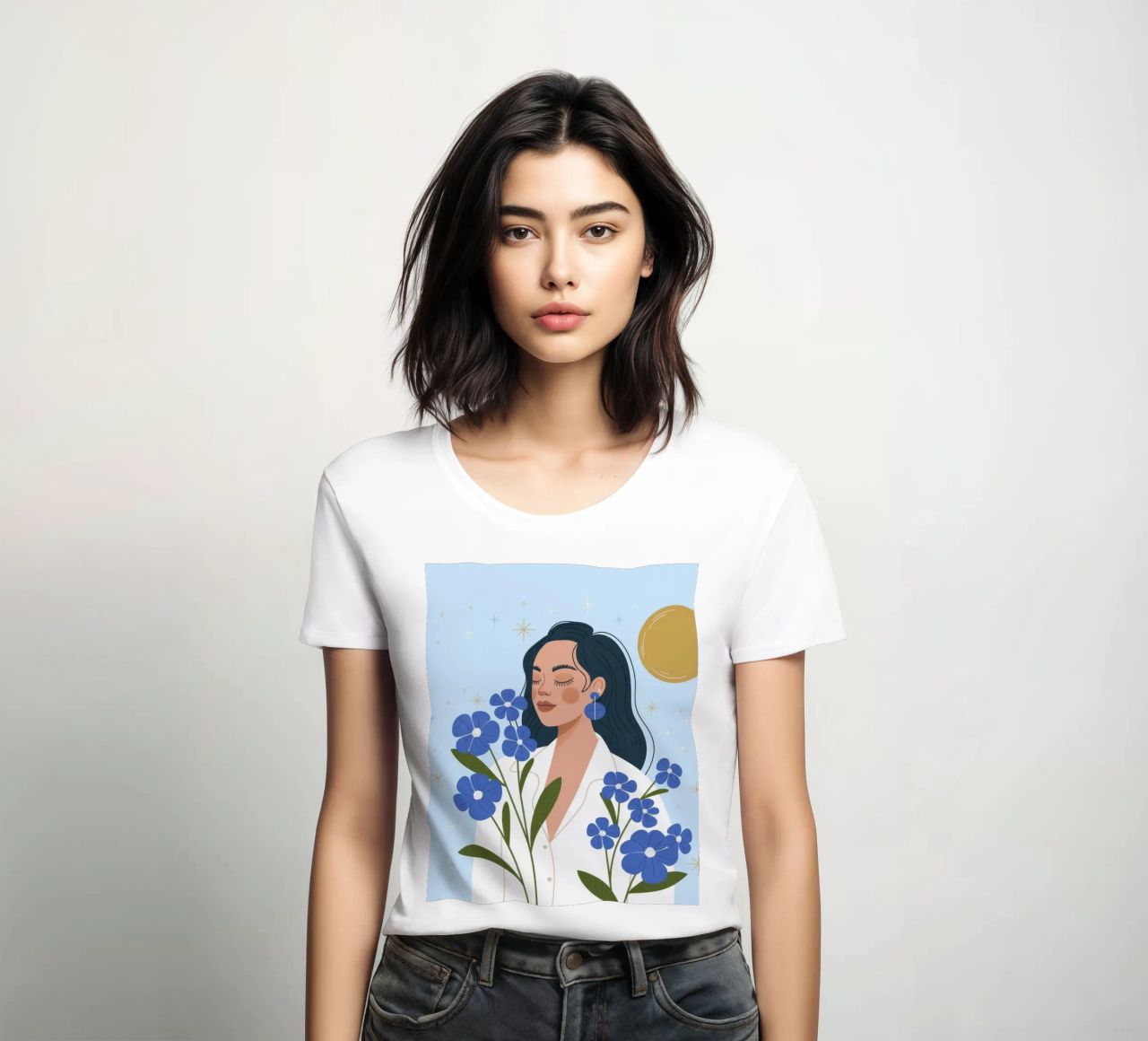 Floral Contemplation Whisper women's fitted t-shirt by Atelier Tiga