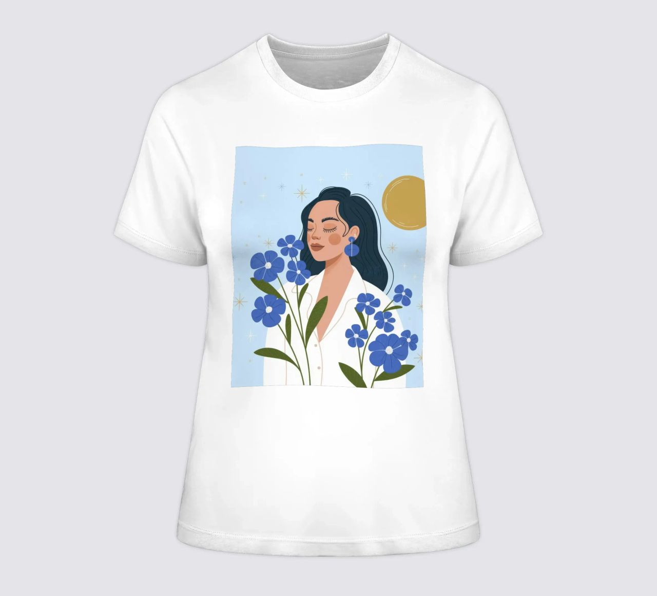 Floral Contemplation Whisper women's fitted t-shirt by Atelier Tiga