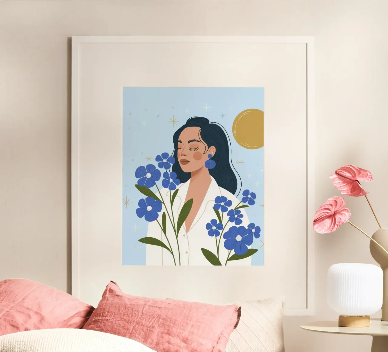 Sussurro di contemplazione floreale poster con telaio in alluminio da Atelier Tiga