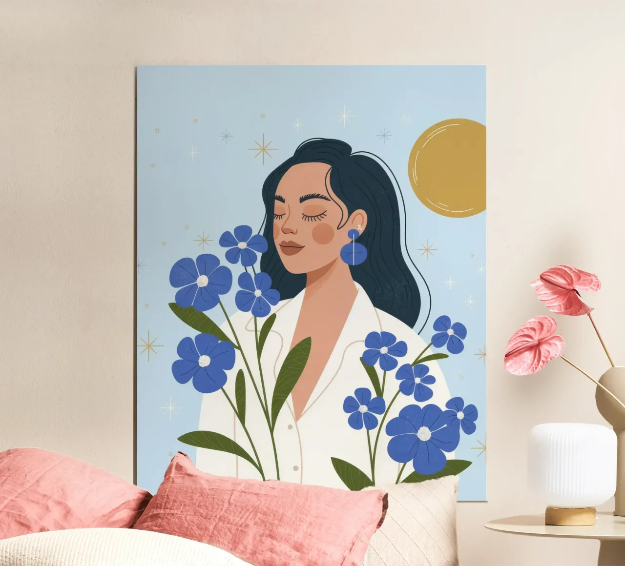 Sussurro di contemplazione floreale poster con telaio in alluminio da Atelier Tiga
