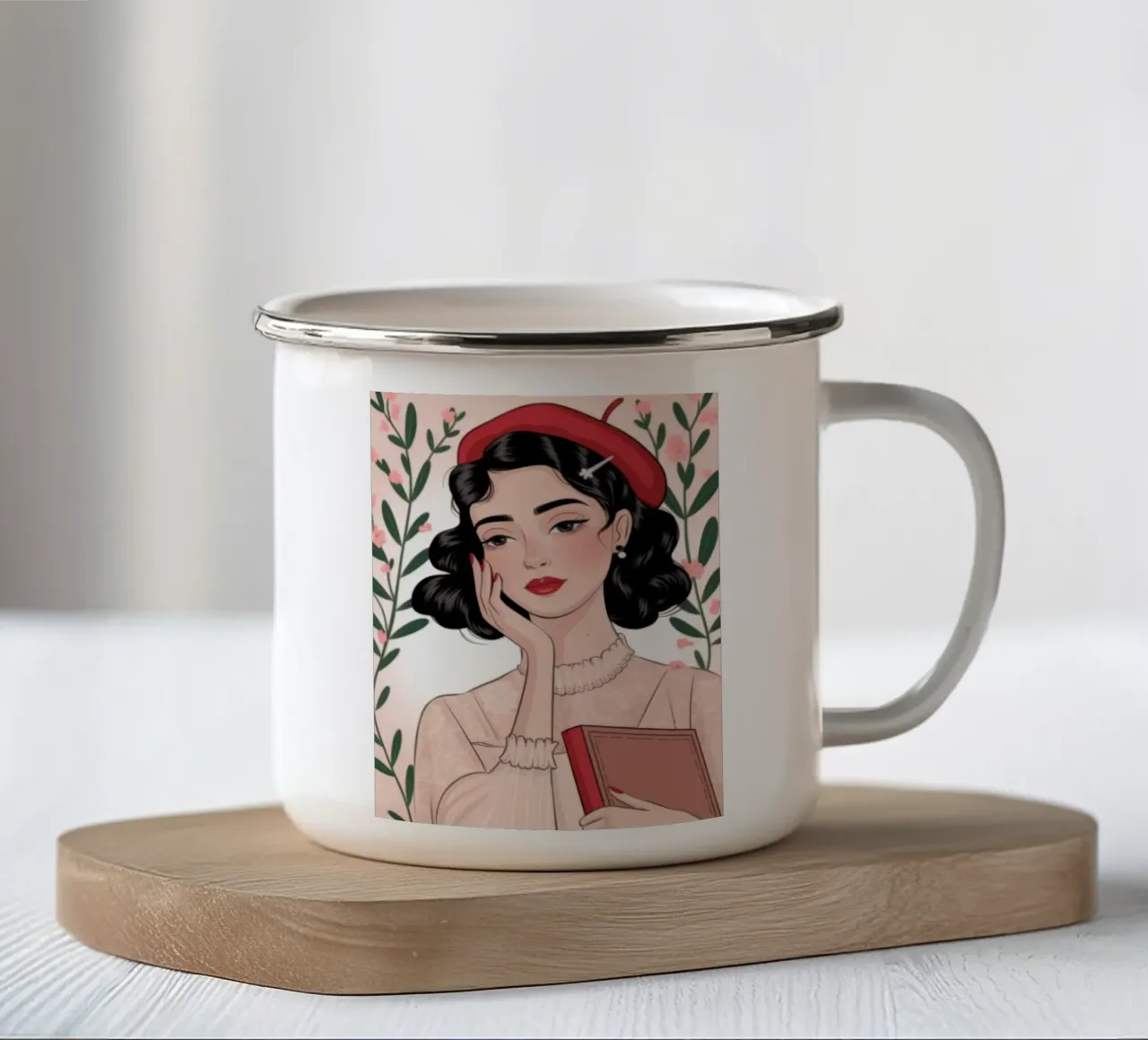 Lettore vintage Grace tazza in smalto da Atelier Tiga