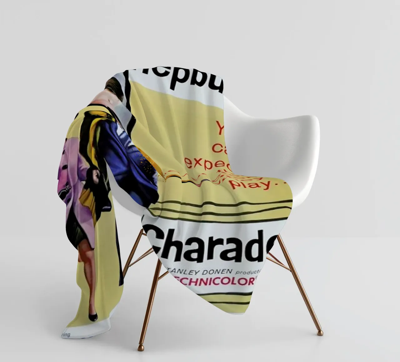 ‘Charade’ Retro Movie Poster fleece blanket by Gallery Print and Art Limited