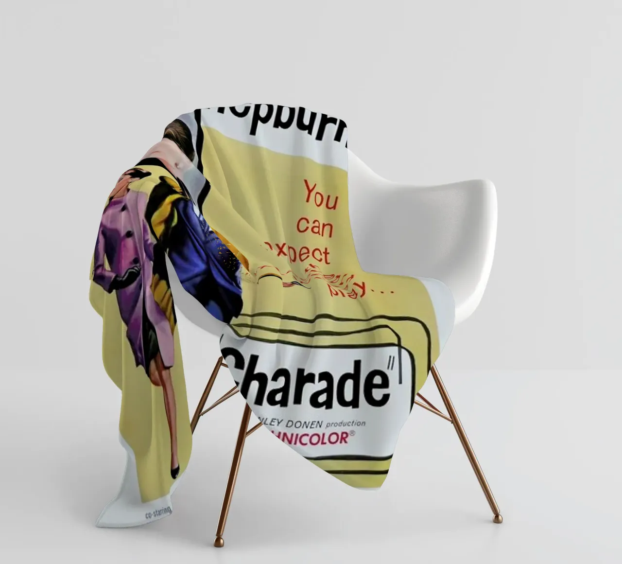 ‘Charade’ Retro Movie Poster fleece blanket by Gallery Print and Art Limited