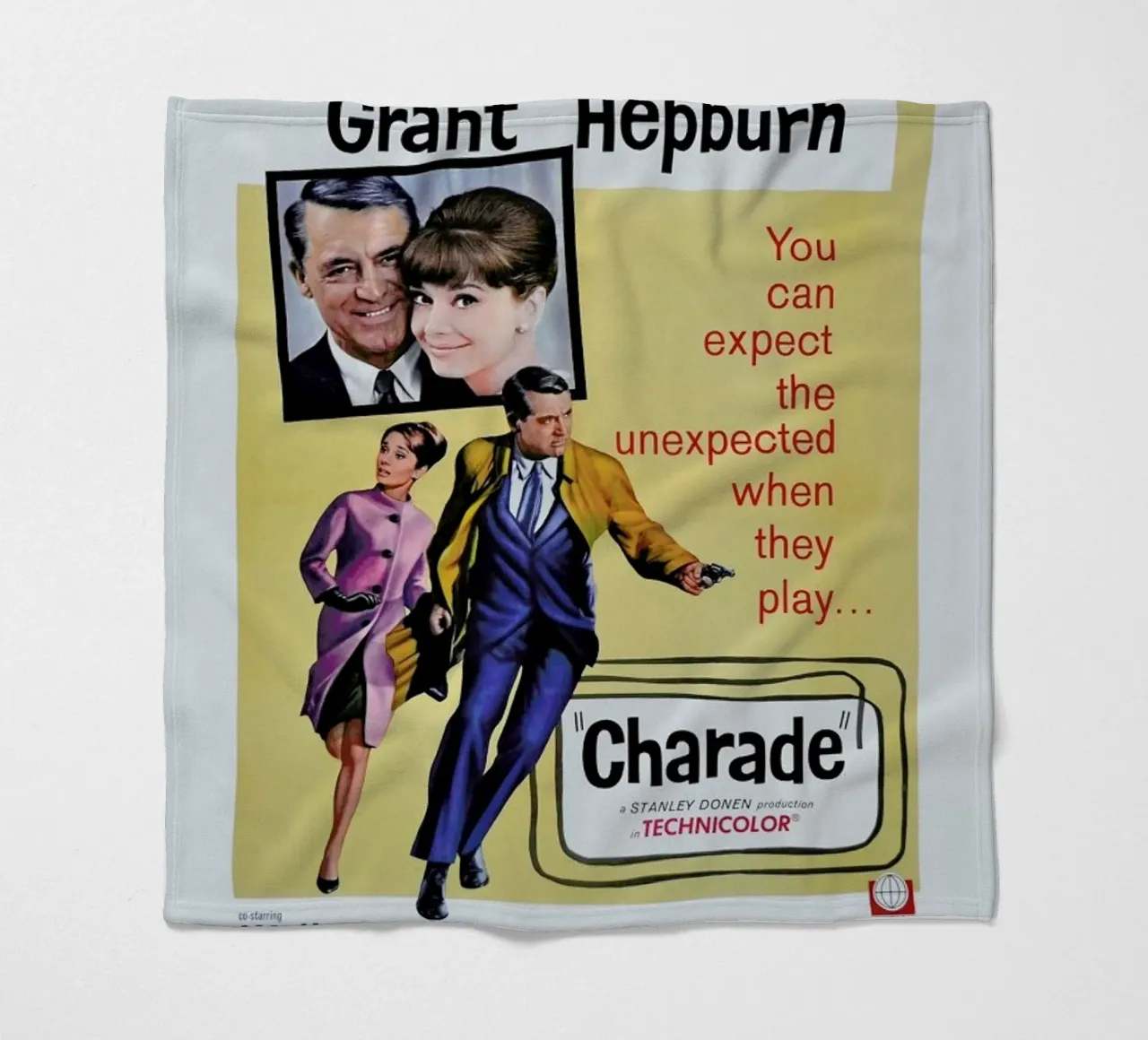 ‘Charade’ Retro Movie Poster fleece blanket by Gallery Print and Art Limited
