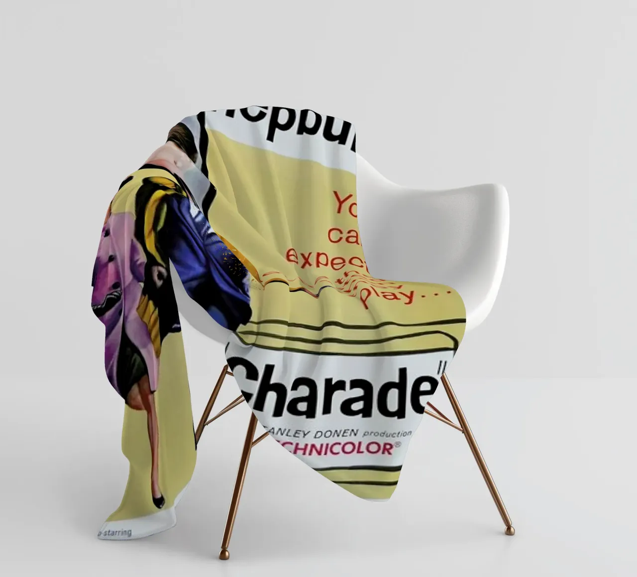 ‘Charade’ Retro Movie Poster fleece blanket by Gallery Print and Art Limited