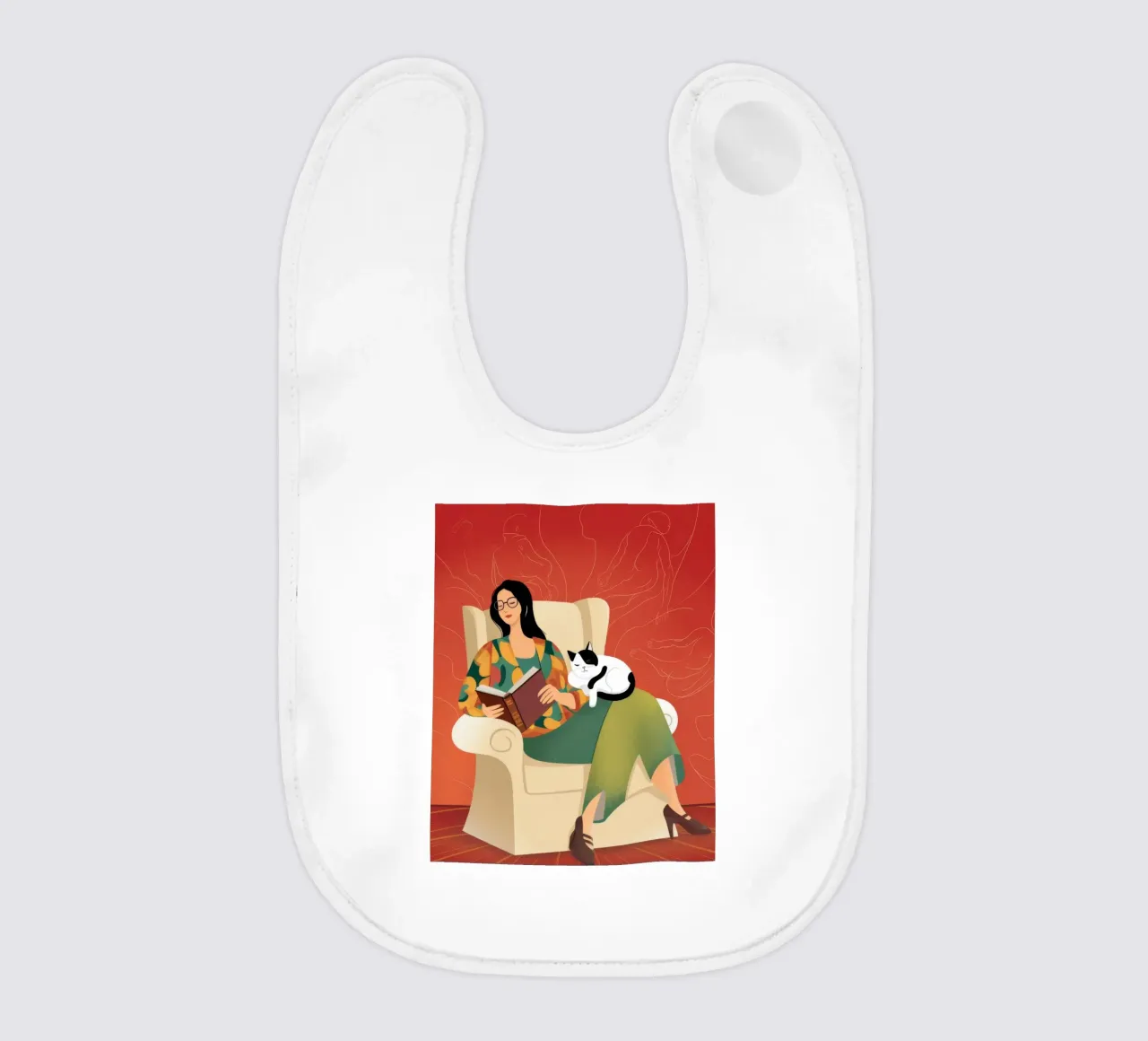 Relaxing with Cat baby bib by Atelier Tiga