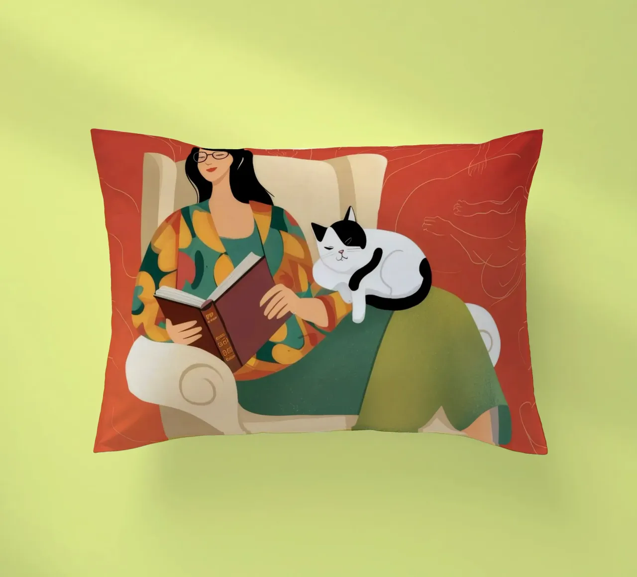 Relaxing with Cat decorative cushion by Atelier Tiga