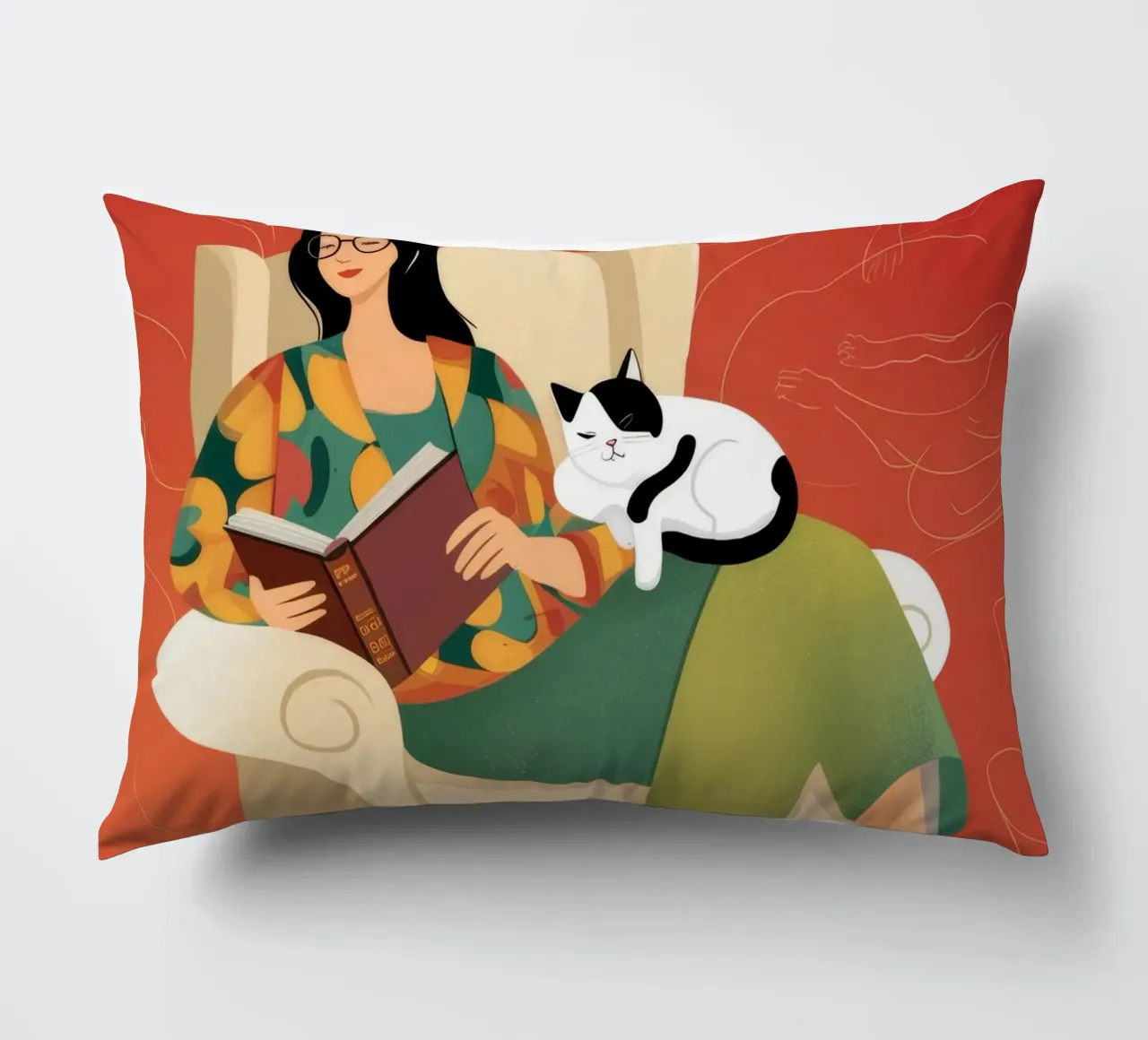 Relaxing with Cat decorative cushion by Atelier Tiga