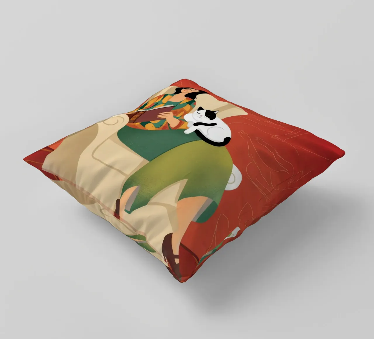 Relaxing with Cat decorative cushion by Atelier Tiga